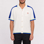 Casablanca Crochet Shirt in White and Blue