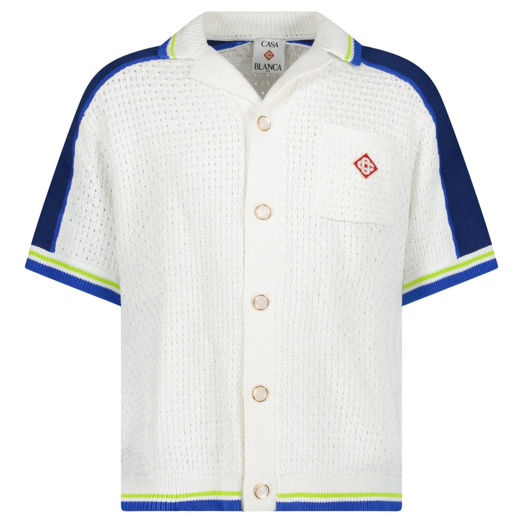 Casablanca Crochet Shirt in White and Blue