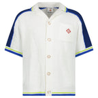 Casablanca Crochet Shirt in White and Blue