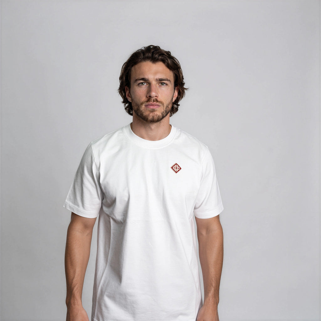 Casablanca Diamond Logo Short Sleeve T‑Shirt in White