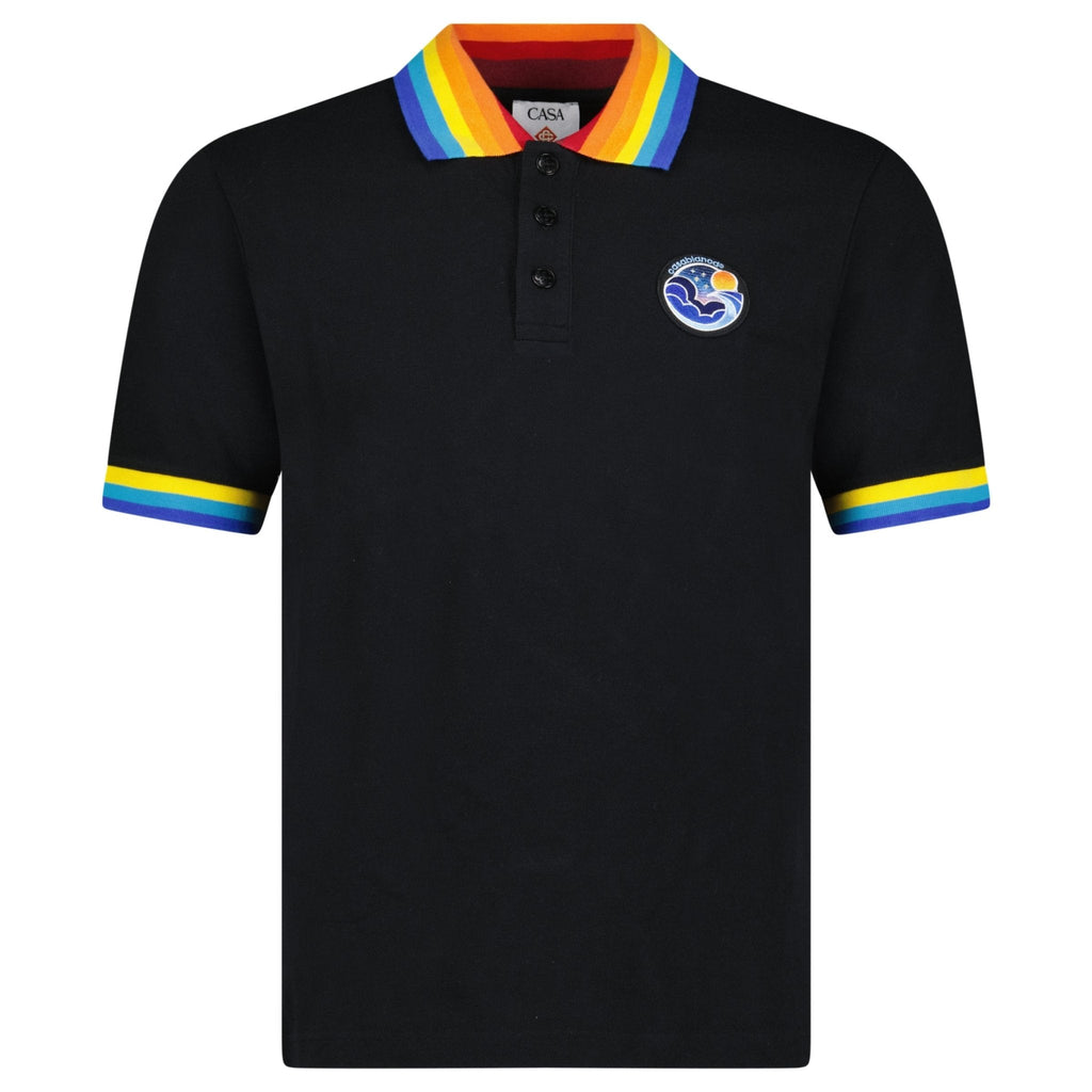 Casablanca Embroidered Logo Short Sleeve Polo Black