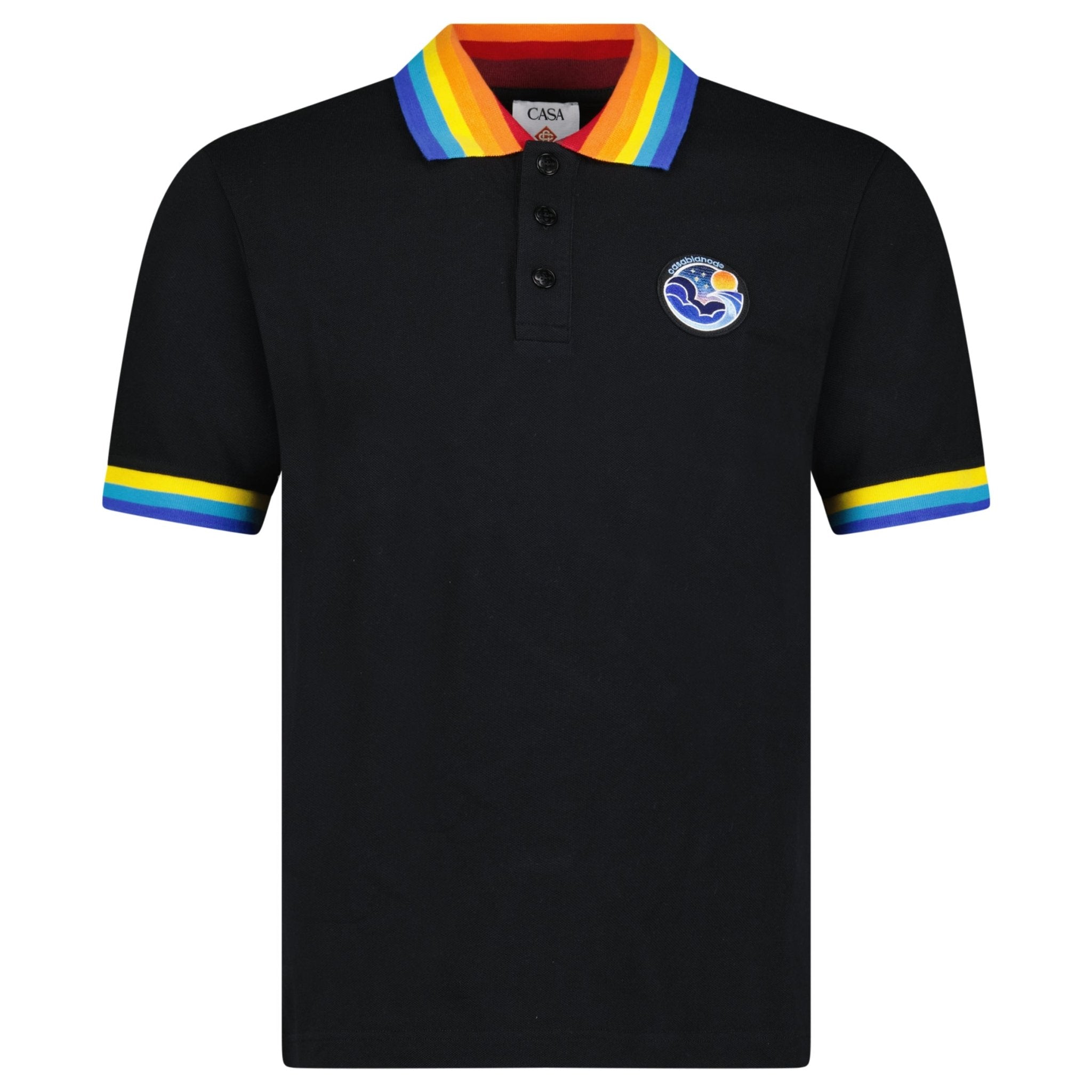 Casablanca Embroidered Logo Short Sleeve Polo Black