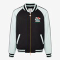 Casablanca Embroidered Satin Bomber Jacket in Mint and Black