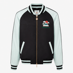 Casablanca Embroidered Satin Bomber Jacket in Mint and Black