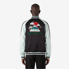 Casablanca Embroidered Satin Bomber Jacket in Mint and Black