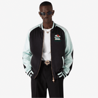 Casablanca Embroidered Satin Bomber Jacket in Mint and Black