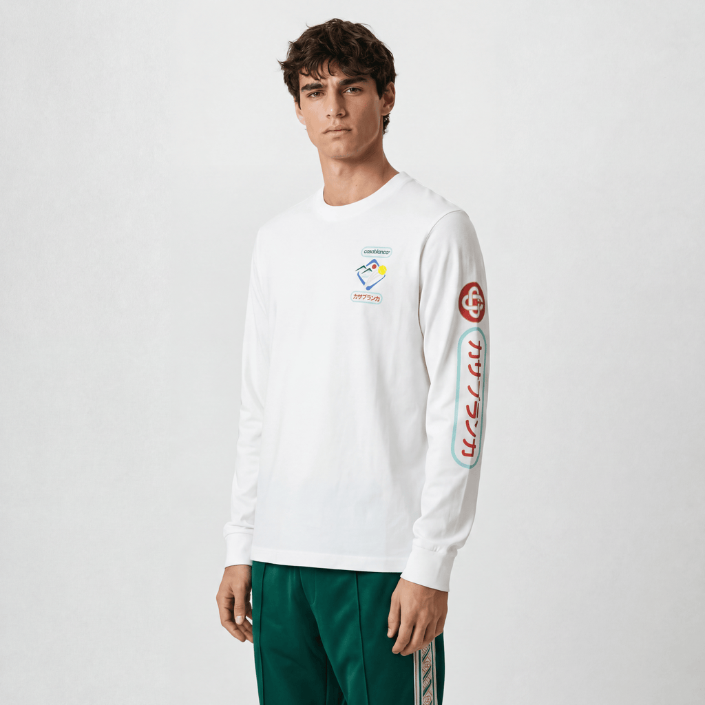 Casablanca Fuji Dream Screen Printed Long Sleeve T-Shirt White