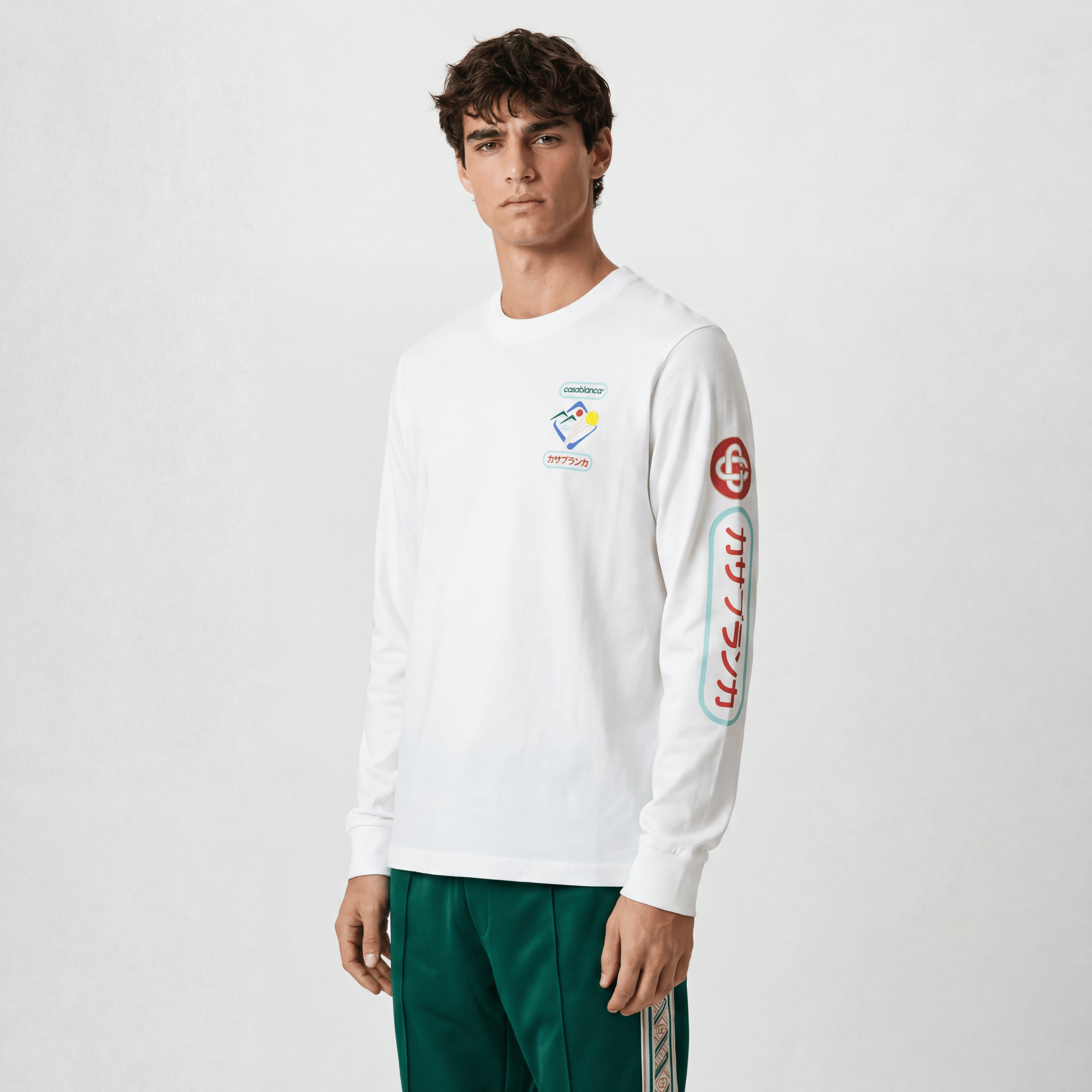 Casablanca Fuji Dream Screen Printed Long Sleeve T-Shirt White