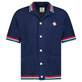 Casablanca Gothic Short Sleeve Crochet Shirt in Navy