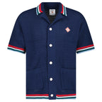 Casablanca Gothic Short Sleeve Crochet Shirt in Navy