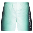 Casablanca Gradient Monogram Jacquard Swim Shorts in Teal Green