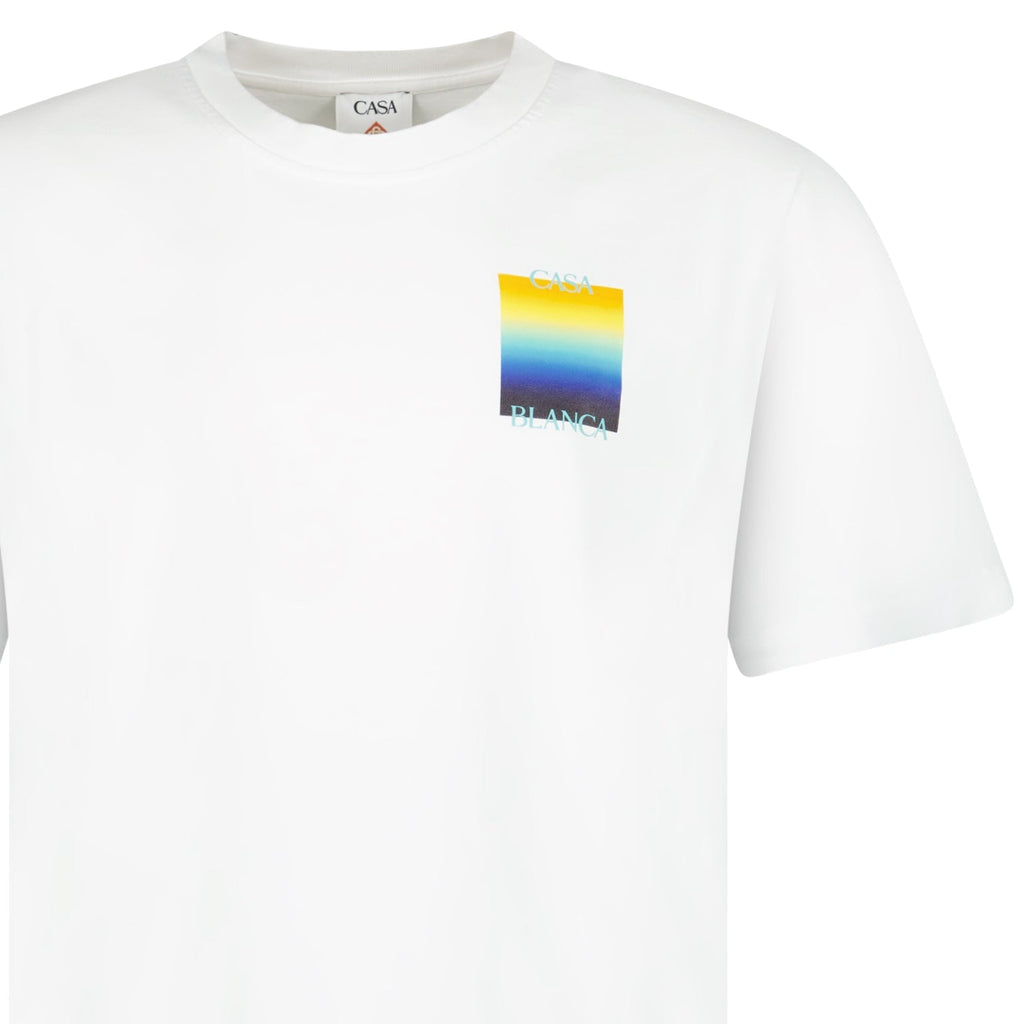 Casablanca Gradient Square Logo Short Sleeve T‑Shirt in White