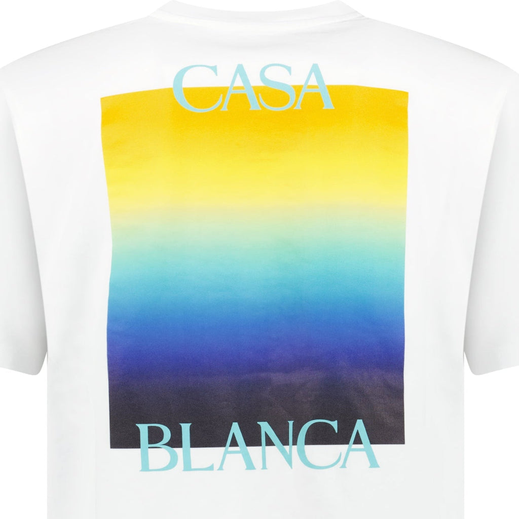 Casablanca Gradient Square Logo Short Sleeve T‑Shirt in White