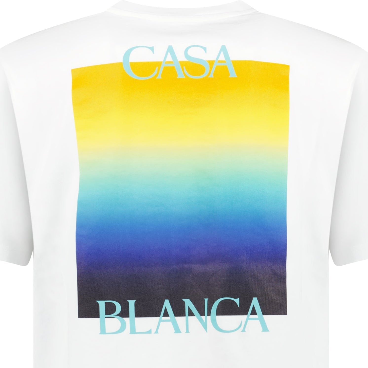 Casablanca Gradient Square Logo Short Sleeve T‑Shirt in White