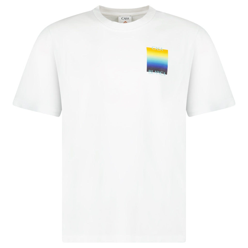 Casablanca Gradient Square Logo Short Sleeve T‑Shirt in White
