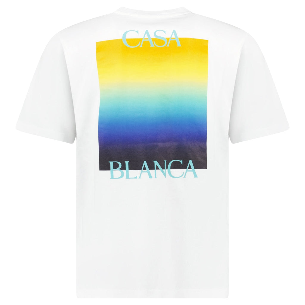 Casablanca Gradient Square Logo Short Sleeve T‑Shirt in White