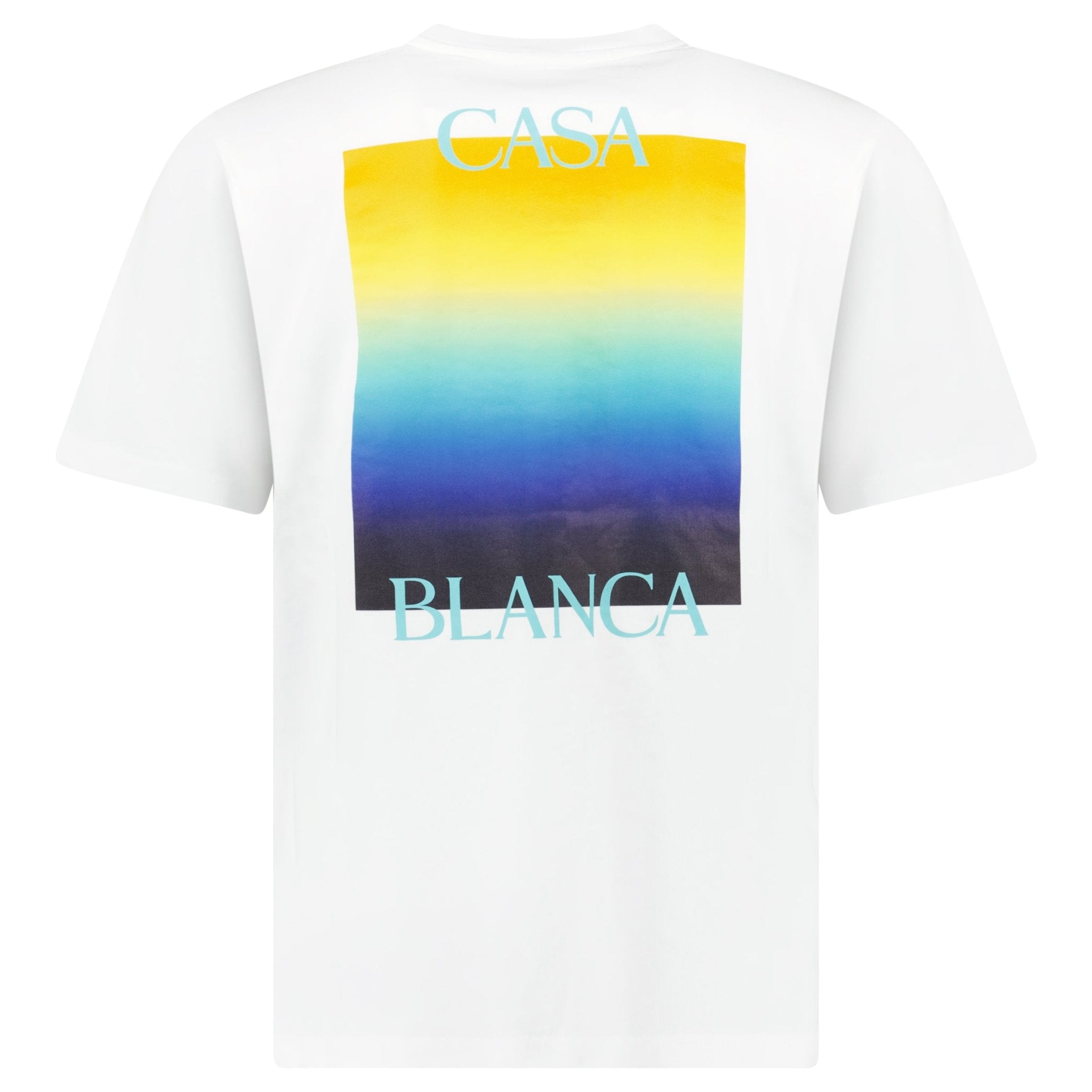 Casablanca Gradient Square Logo Short Sleeve T‑Shirt in White