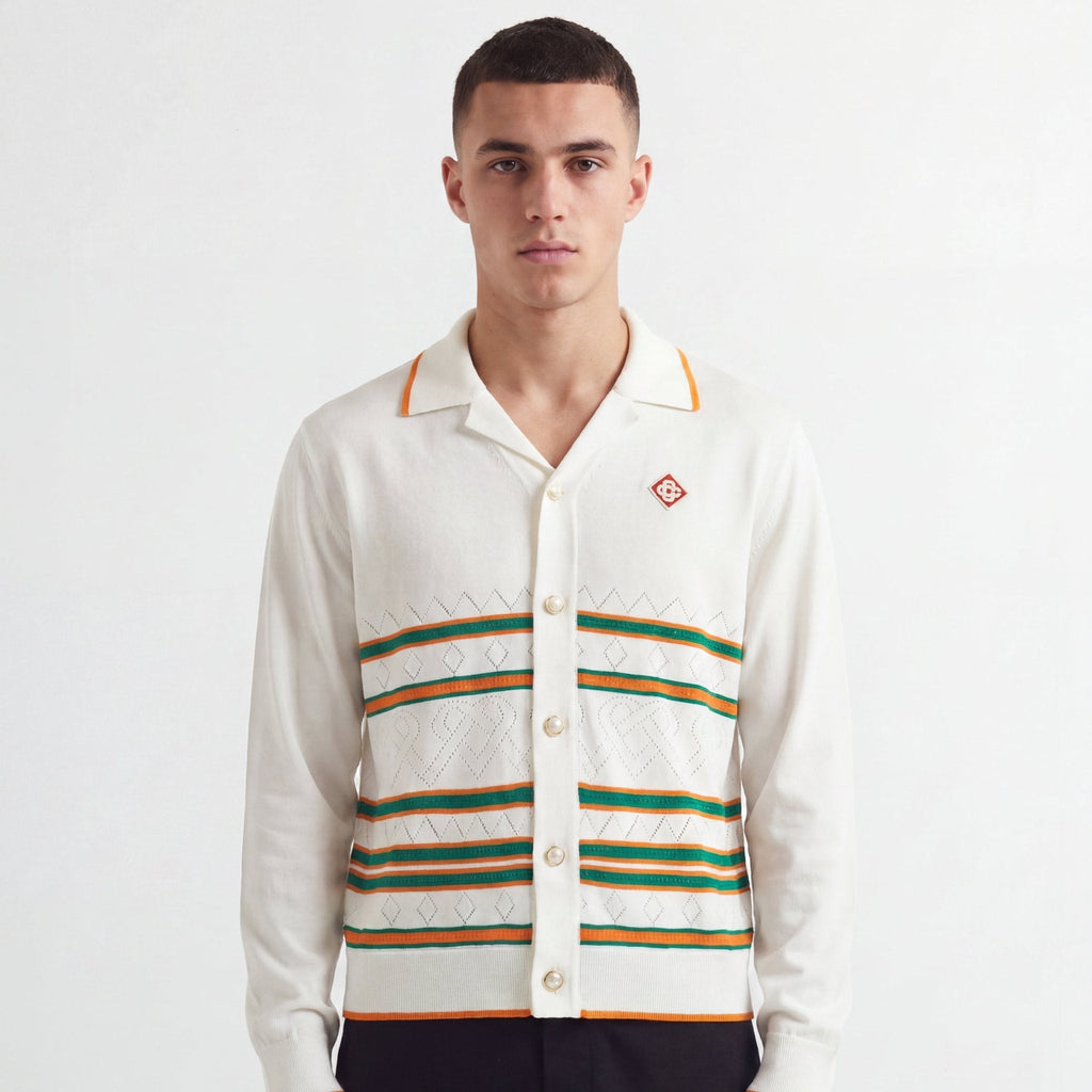 Casablanca Heart Pointelle Shirt Off White