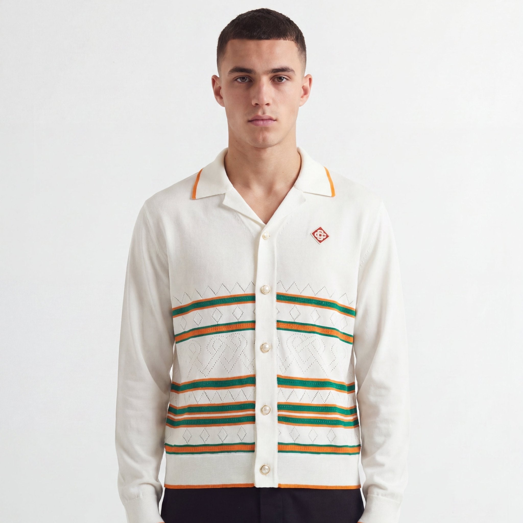 Casablanca Heart Pointelle Shirt Off White
