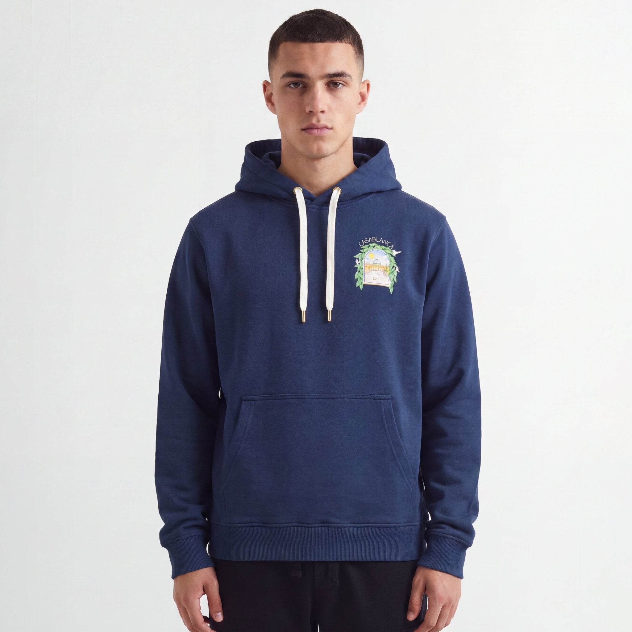 Casablanca L'Arche De Tennis Hoodie in Navy