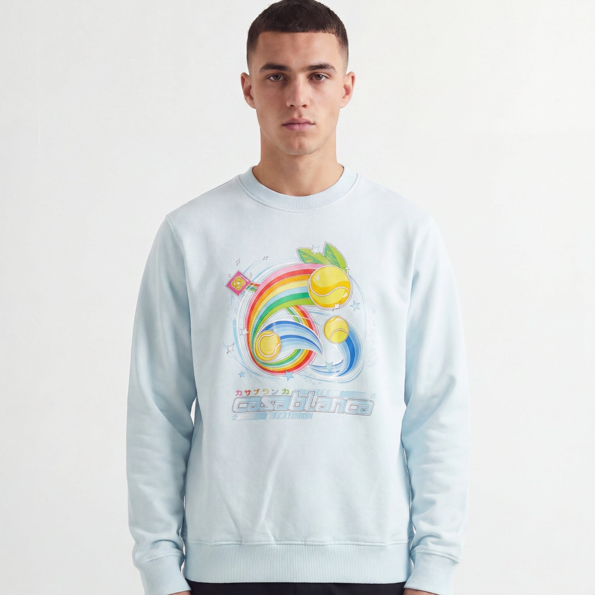 Casablanca Manga Tennis Ball Sweatshirt in Light Blue