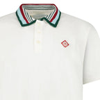 Casablanca Mint Stripe Knit Collar Classic Polo in Ivory