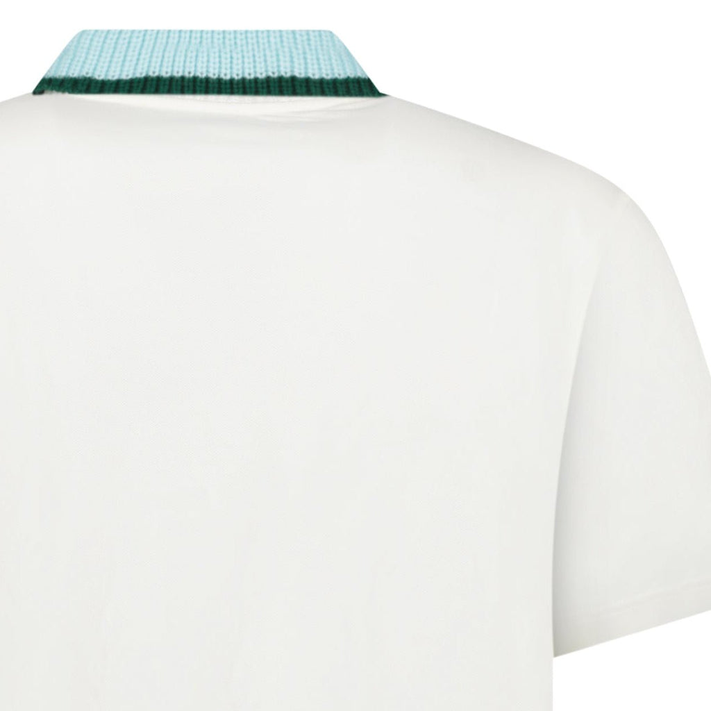 Casablanca Mint Stripe Knit Collar Classic Polo in Ivory