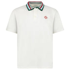 Casablanca Mint Stripe Knit Collar Classic Polo in Ivory