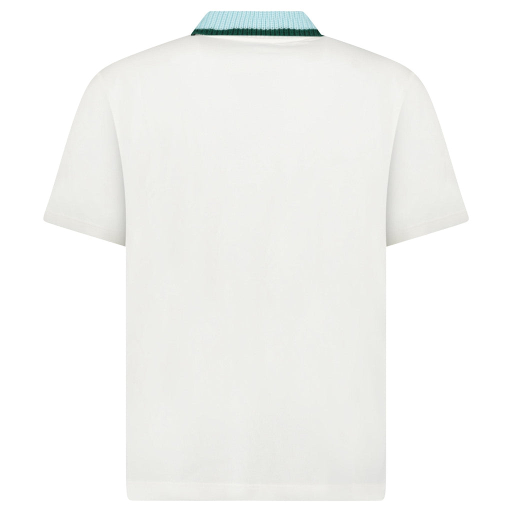 Casablanca Mint Stripe Knit Collar Classic Polo in Ivory
