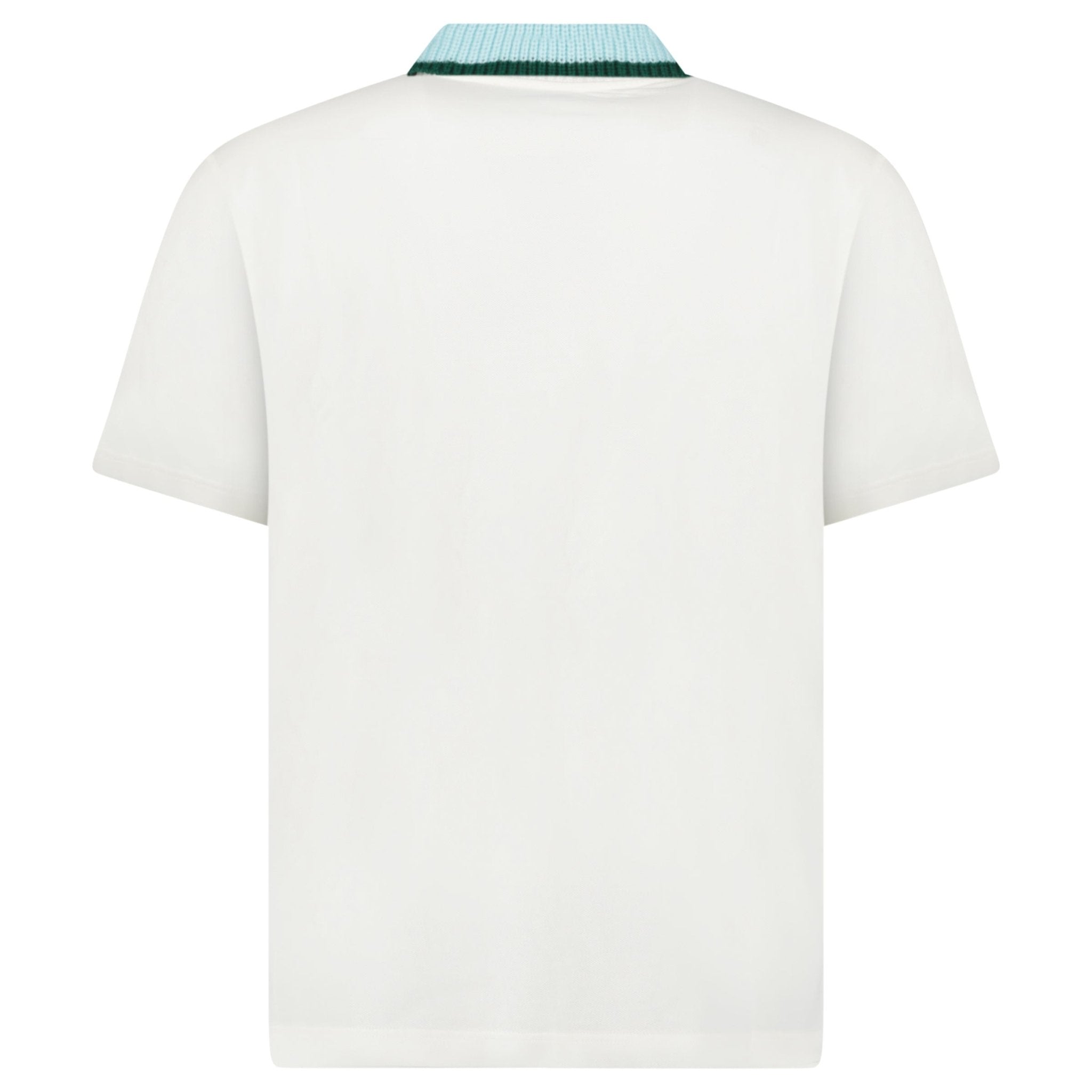 Casablanca Mint Stripe Knit Collar Classic Polo in Ivory
