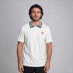 Casablanca Mint Stripe Knit Collar Classic Polo in Ivory