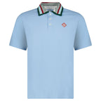 Casablanca Mint Stripe Knit Collar Classic Polo in Pale Blue