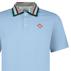 Casablanca Mint Stripe Knit Collar Classic Polo in Pale Blue