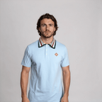 Casablanca Mint Stripe Knit Collar Classic Polo in Pale Blue