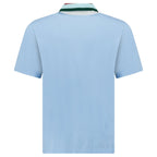 Casablanca Mint Stripe Knit Collar Classic Polo in Pale Blue