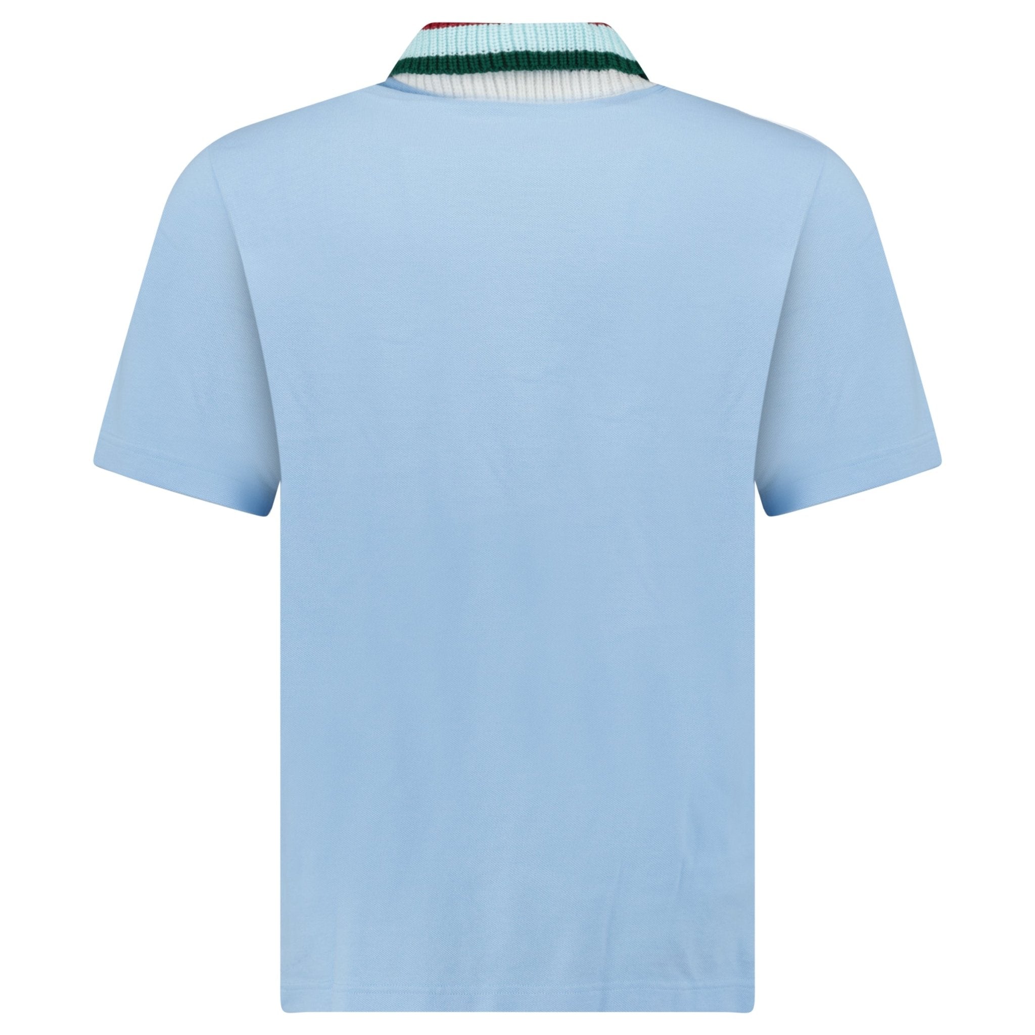 Casablanca Mint Stripe Knit Collar Classic Polo in Pale Blue
