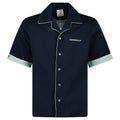 Casablanca Monogram Jacquard Knit Short Sleeve Shirt in Navy Blue
