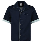 Casablanca Monogram Jacquard Knit Short Sleeve Shirt in Navy Blue