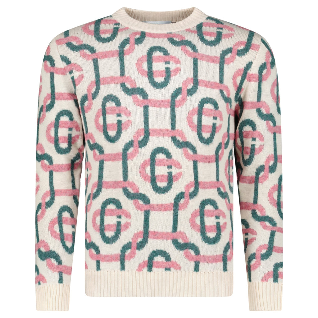 Casablanca Monogram Mohair Jumper in Green and Pink