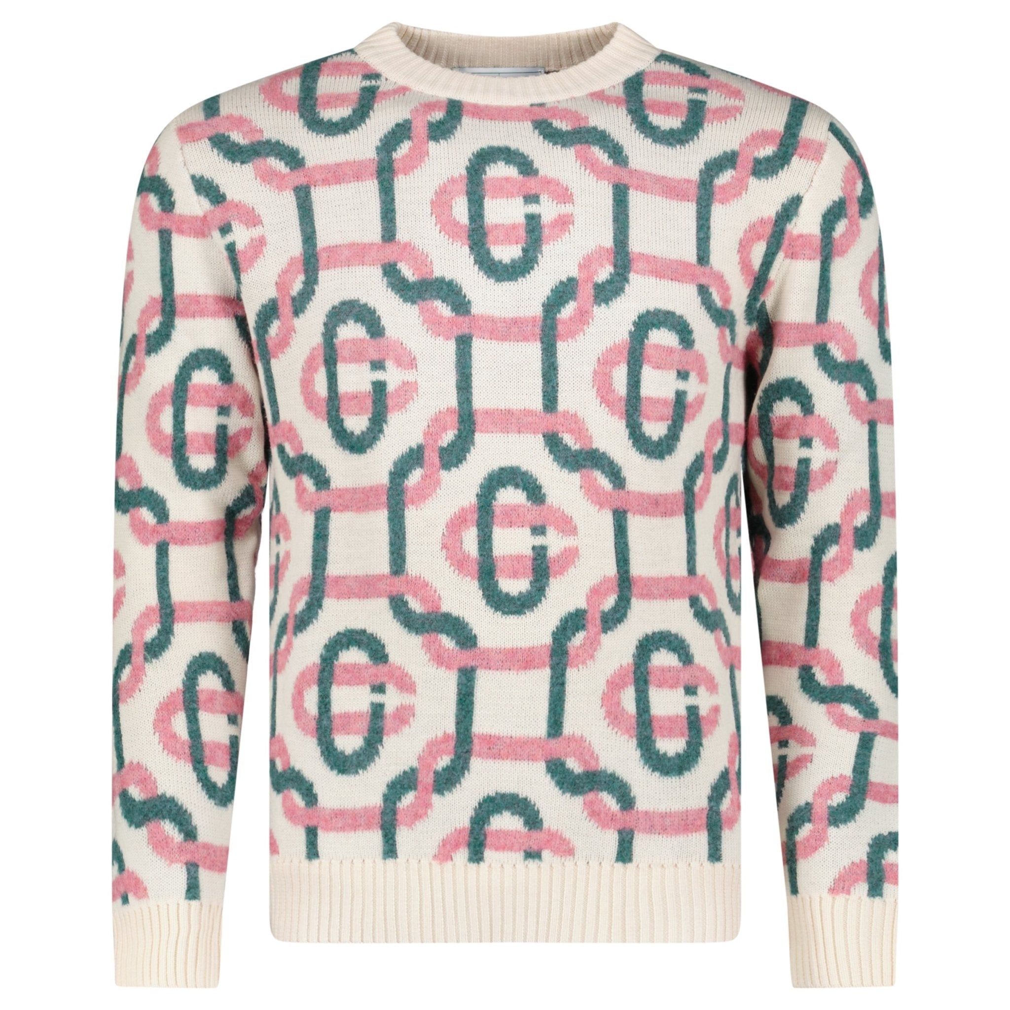 Casablanca Monogram Mohair Jumper in Green and Pink