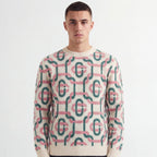 Casablanca Monogram Mohair Jumper in Green and Pink