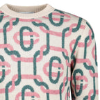 Casablanca Monogram Mohair Jumper in Green and Pink