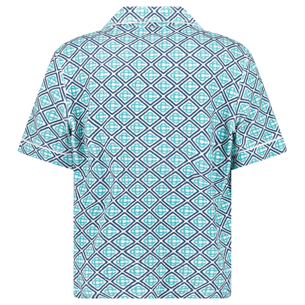 Casablanca Monogram Short Sleeve Towelling Shirt in Turquoise Green