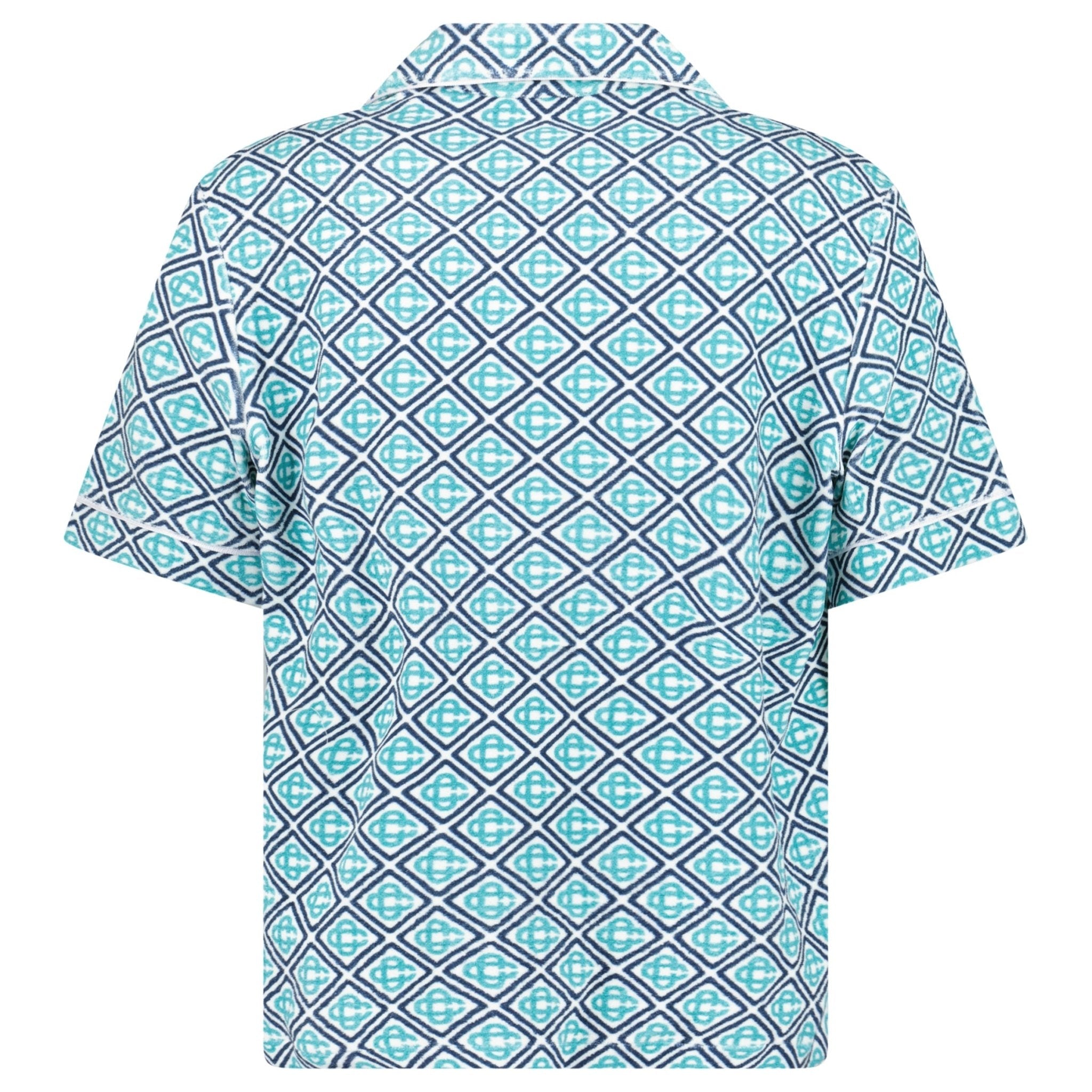 Casablanca Monogram Short Sleeve Towelling Shirt in Turquoise Green