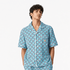 Casablanca Monogram Short Sleeve Towelling Shirt in Turquoise Green