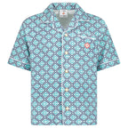 Casablanca Monogram Short Sleeve Towelling Shirt in Turquoise Green