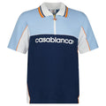Casablanca Oversized Colour Block Polo Shirt in Pale Blue, White and Navy