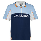 Casablanca Oversized Colour Block Polo Shirt in Pale Blue, White and Navy