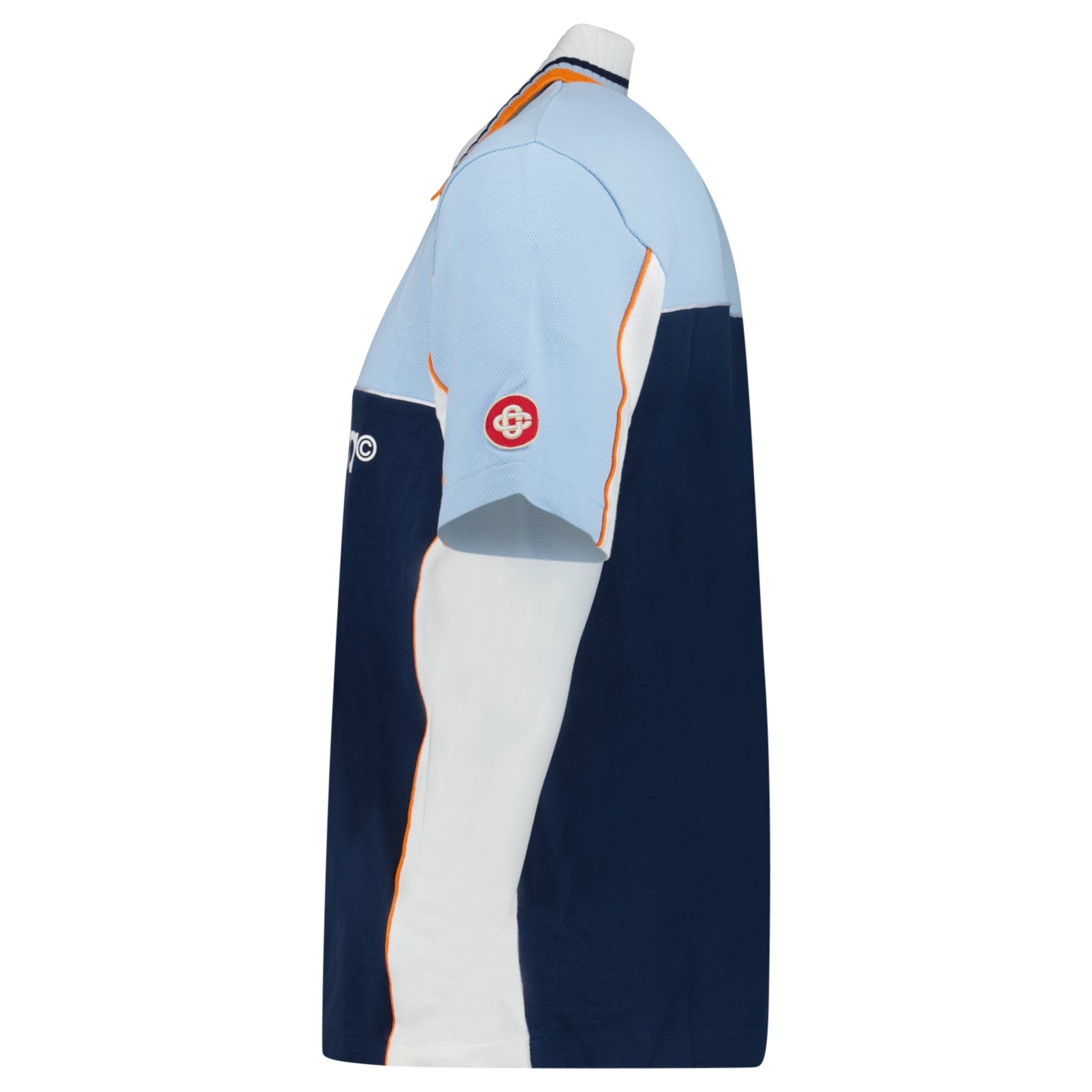 Casablanca Oversized Colour Block Polo Shirt in Pale Blue, White and Navy