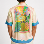 Casablanca Printed 'Lucid Dreams' Short-Sleeve Silk Shirt in Multicolour